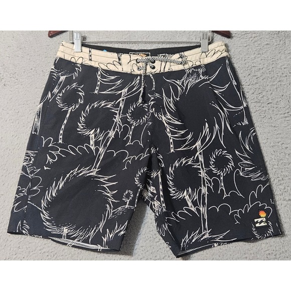 Billabong Dr Seuss Board Shorts Swim Trunks Mens Medium 31x8 The Lorax Trees - Picture 1 of 8